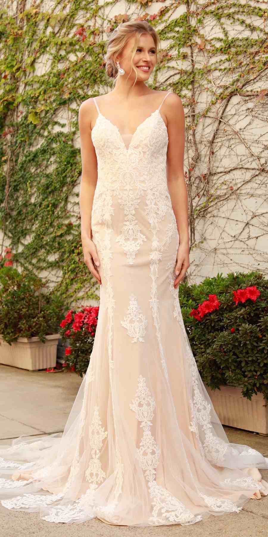 Wedding Dress | Nox Anabel H494 Spaghetti Strap V