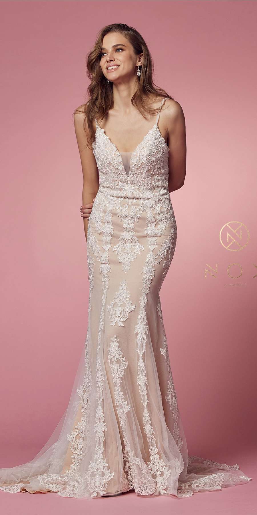 Wedding Dress | Nox Anabel H494 Spaghetti Strap V
