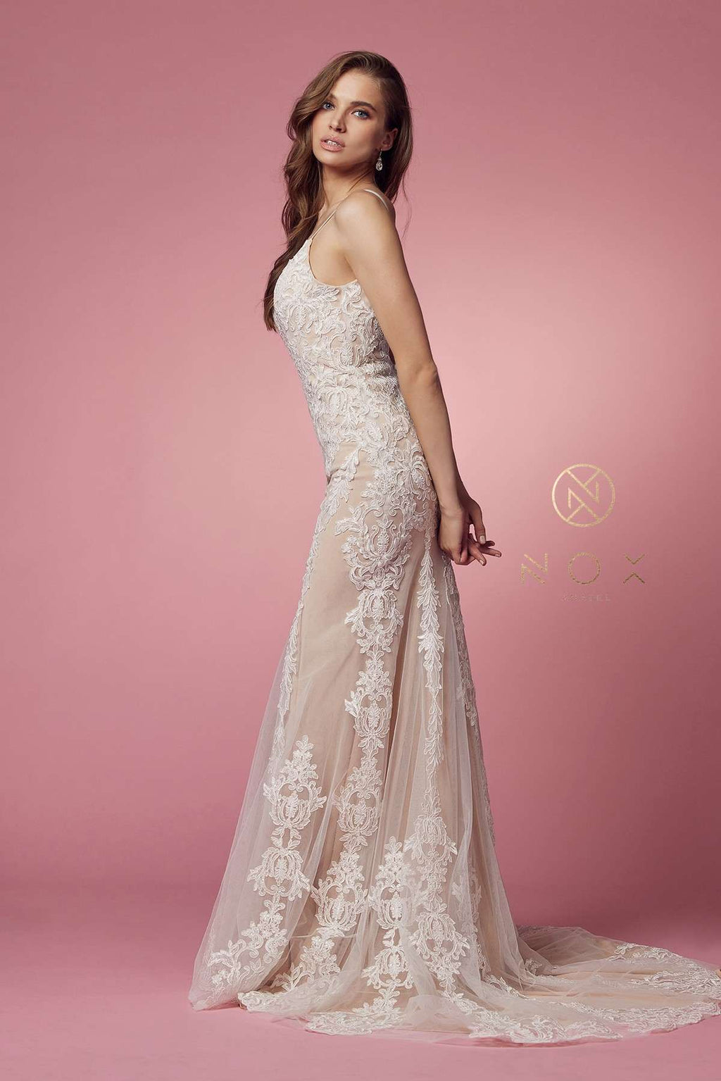 Wedding Dress | Nox Anabel H494 Spaghetti Strap V