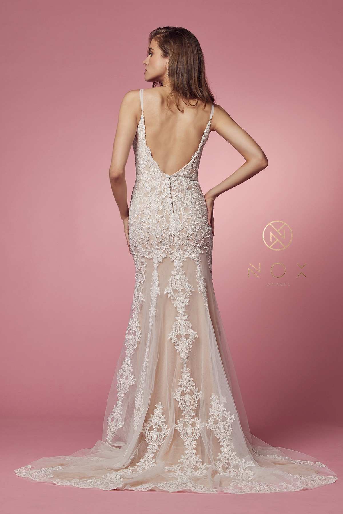 Wedding Dress | Nox Anabel H494 Spaghetti Strap V