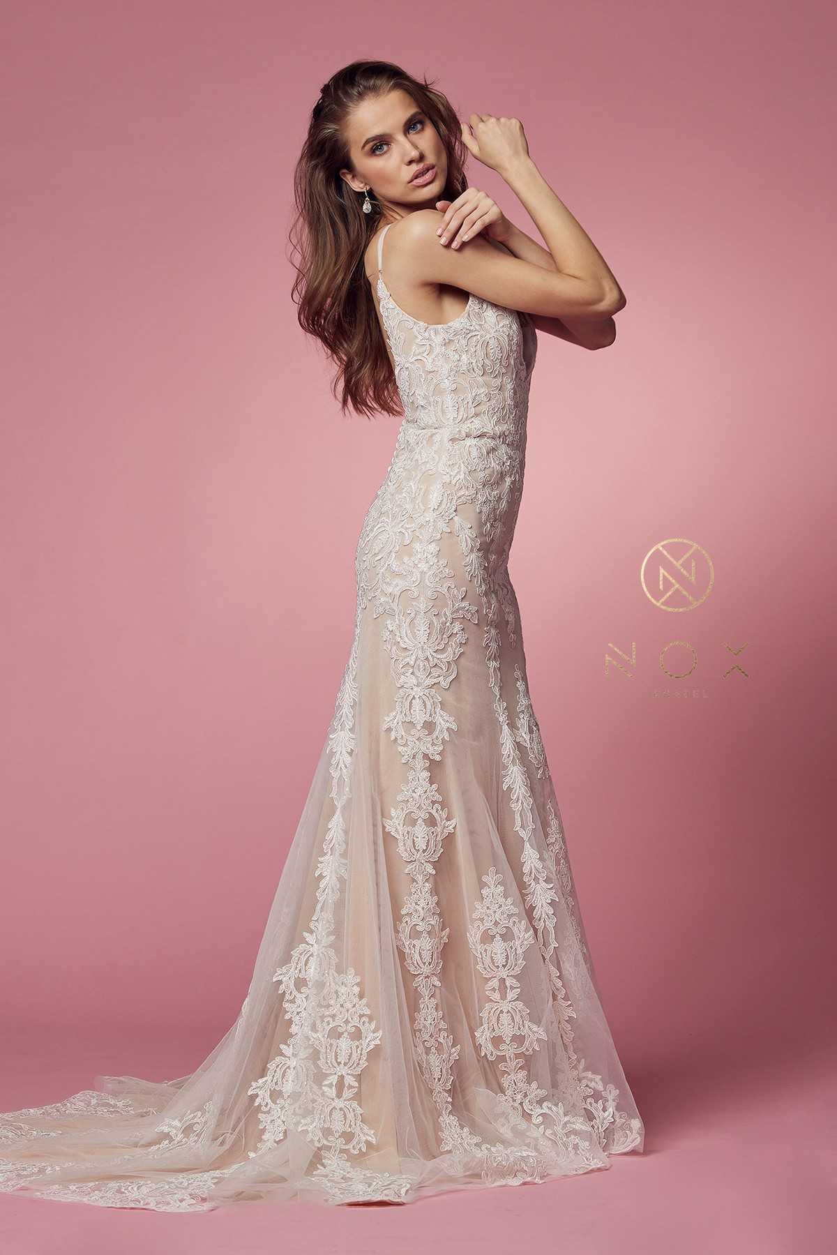 Wedding Dress | Nox Anabel H494 Spaghetti Strap V