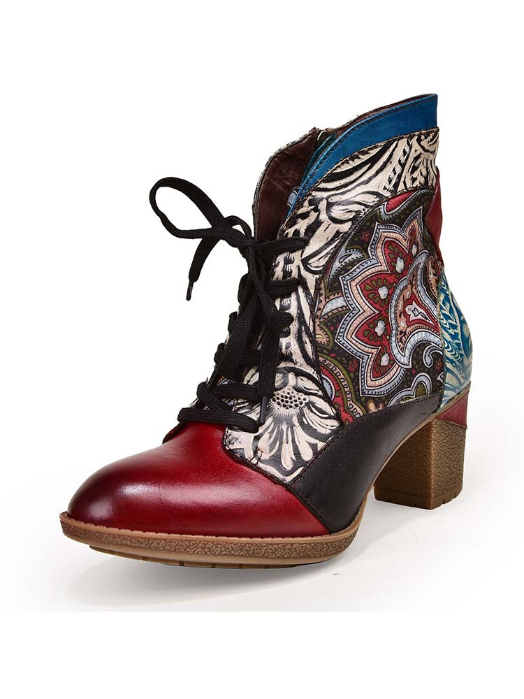 Dalia Leather Bohemian Ankle Boots is a leather ankle boots selected for customers looking for expressive footwear, statement shoes, creative styling, and giftable fashion pieces. Material details include Upper: Cowhide Leather Lining: Calf leather and warm fabric lining Outsole: Wear-resistant rubber Insole: Irremovable leather-covered latex Insole Hardware: Solid brass zipper and. Available shoe size options help shoppers choose the right fit from the listing variants.