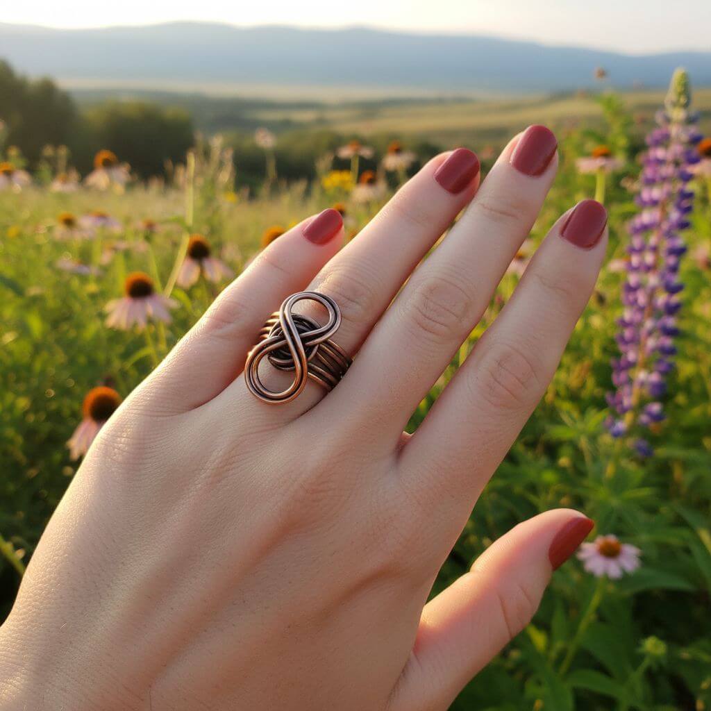 Ring | Handmade Copper Sculpted Double Infinity Eternity Ring