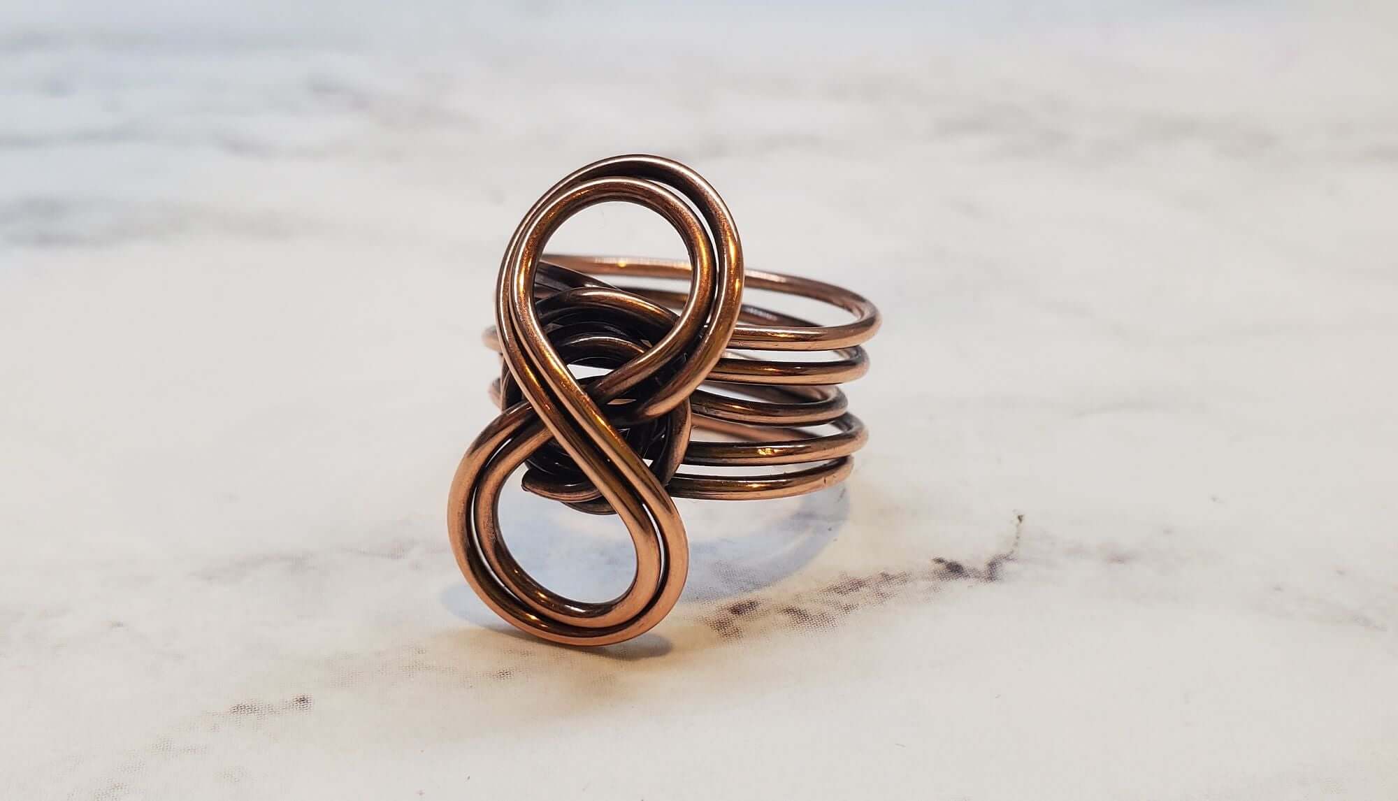 Ring | Handmade Copper Sculpted Double Infinity Eternity Ring
