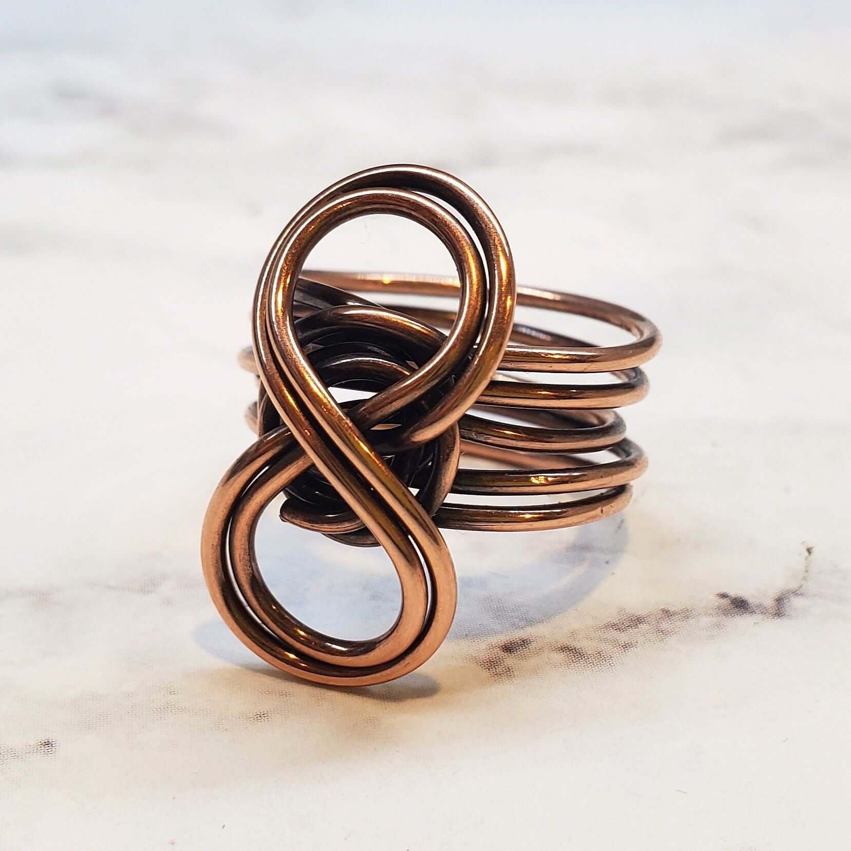 Ring | Handmade Copper Sculpted Double Infinity Eternity Ring