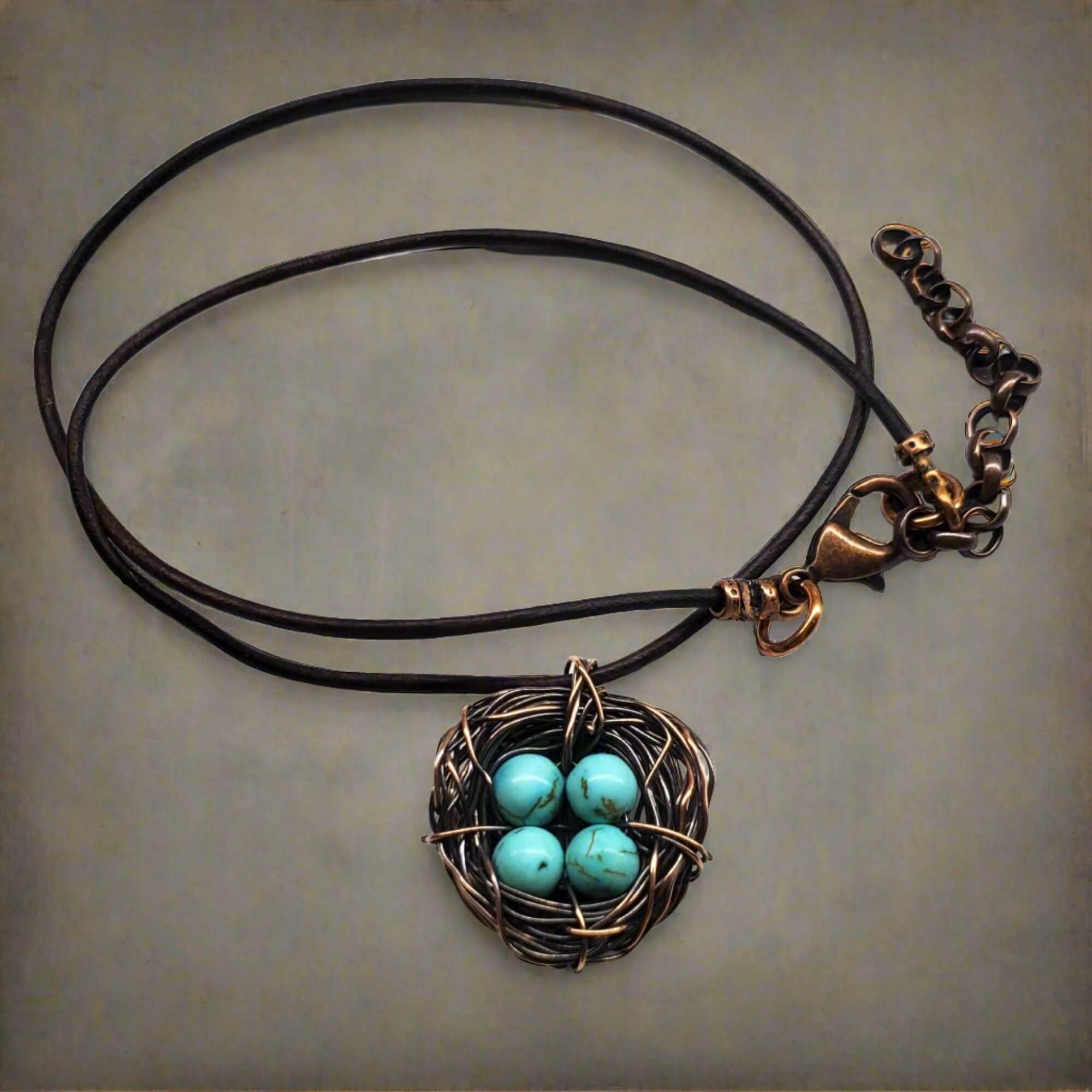 Necklace | Handmade Copper Robin Nest Necklace with Up