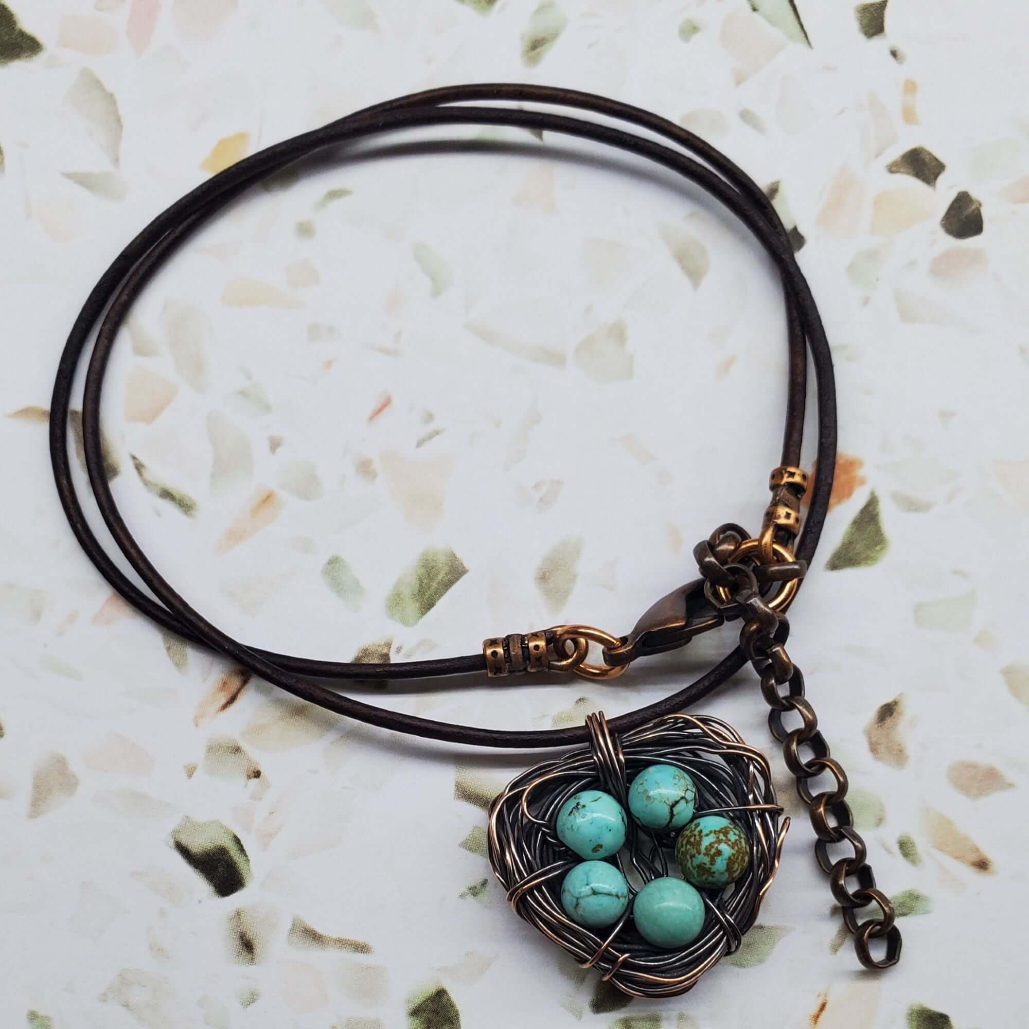 Necklace | Handmade Copper Robin Nest Necklace with Up