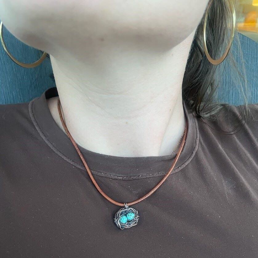 Necklace | Handmade Copper Robin Nest Necklace with Up