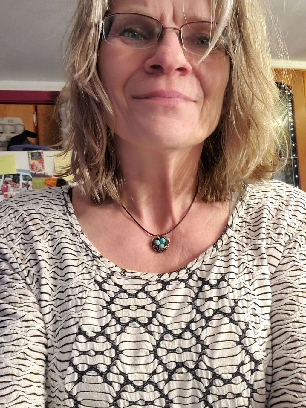 Necklace | Handmade Copper Robin Nest Necklace with Up