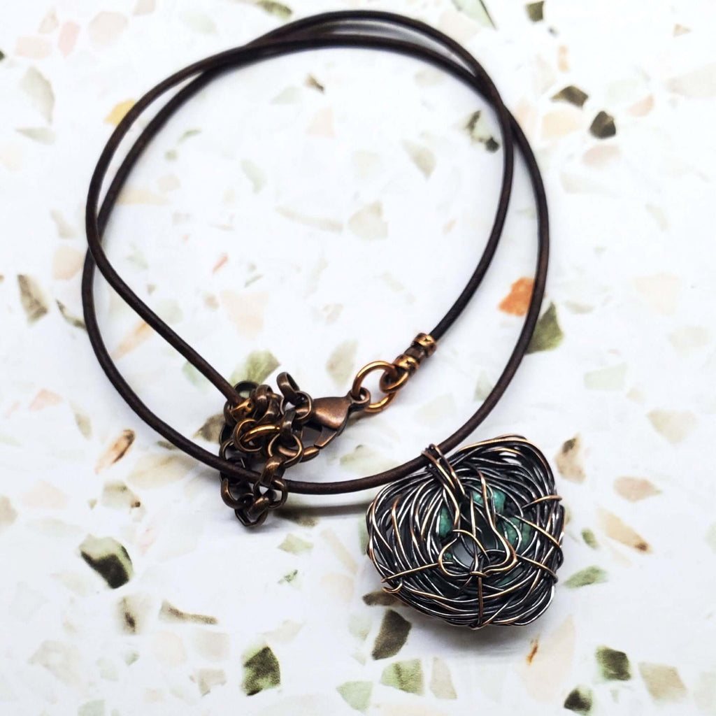 Necklace | Handmade Copper Robin Nest Necklace with Up