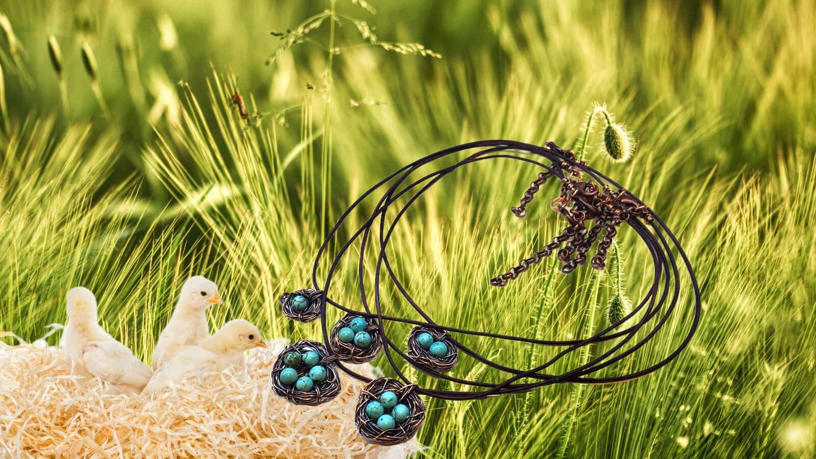 Necklace | Handmade Copper Robin Nest Necklace with Up
