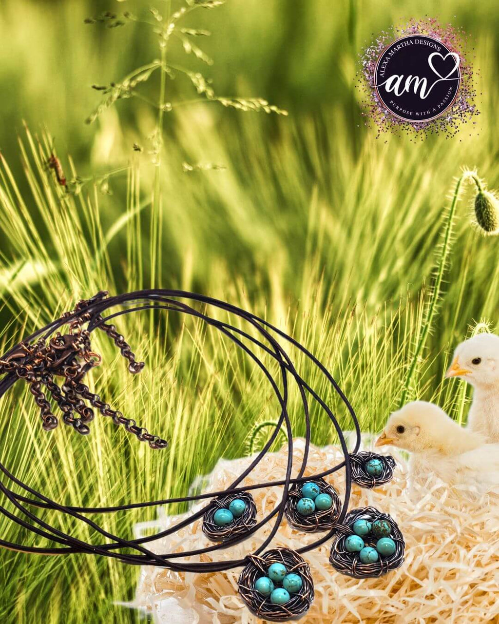 Necklace | Handmade Copper Robin Nest Necklace with Up
