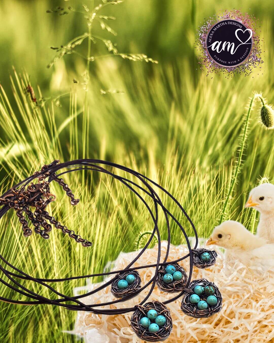 Necklace | Handmade Copper Robin Nest Necklace with Up