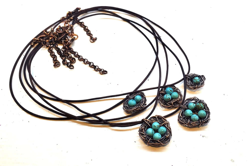Necklace | Handmade Copper Robin Nest Necklace with Up