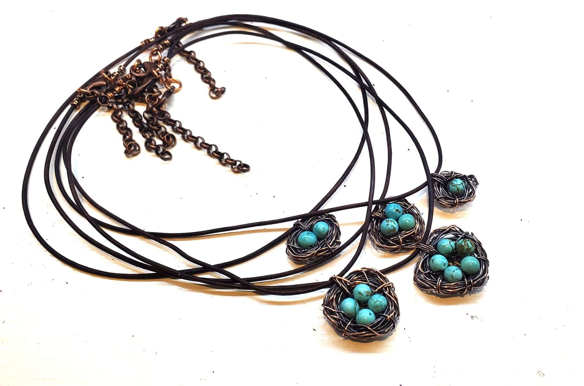 Necklace | Handmade Copper Robin Nest Necklace with Up