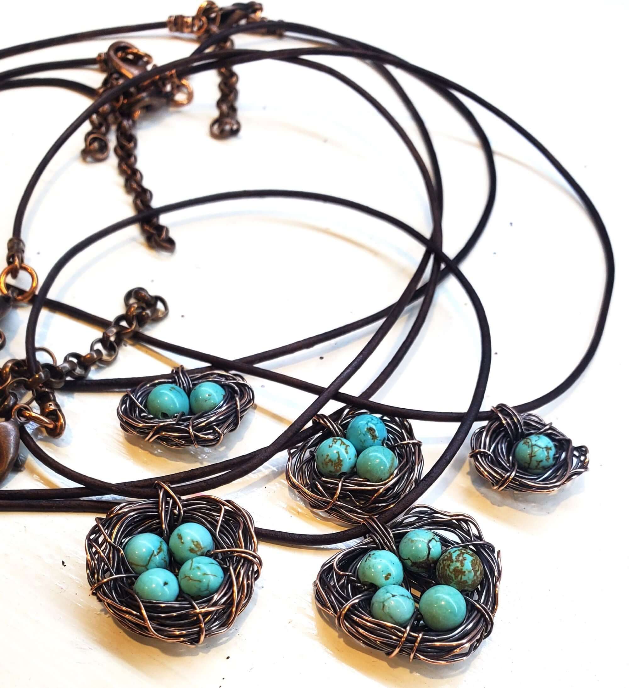 Handmade Copper Robin Nest Necklace with Up to 5 Beads is handmade necklace selected for shoppers looking for artisan jewelry, statement accessories, wearable gifts, and distinctive details. Design details include copper construction, wire-wrapped craftsmanship, heart-shaped accent, bead detail. Available style options help shoppers choose the right version from the listing variants.