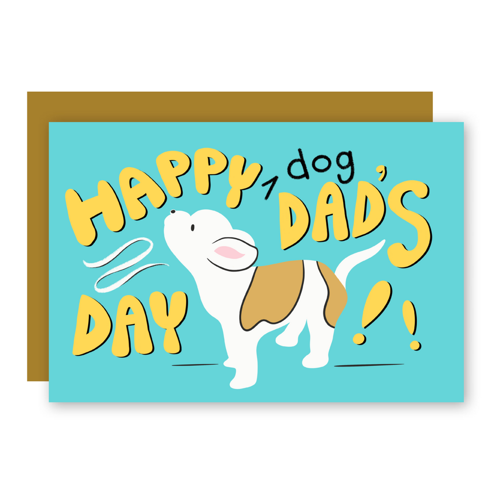 Tarjeta de felicitación "Feliz Día del Padre, papá perruno" con cachorro aullando + sobre a juego (Ocasión)