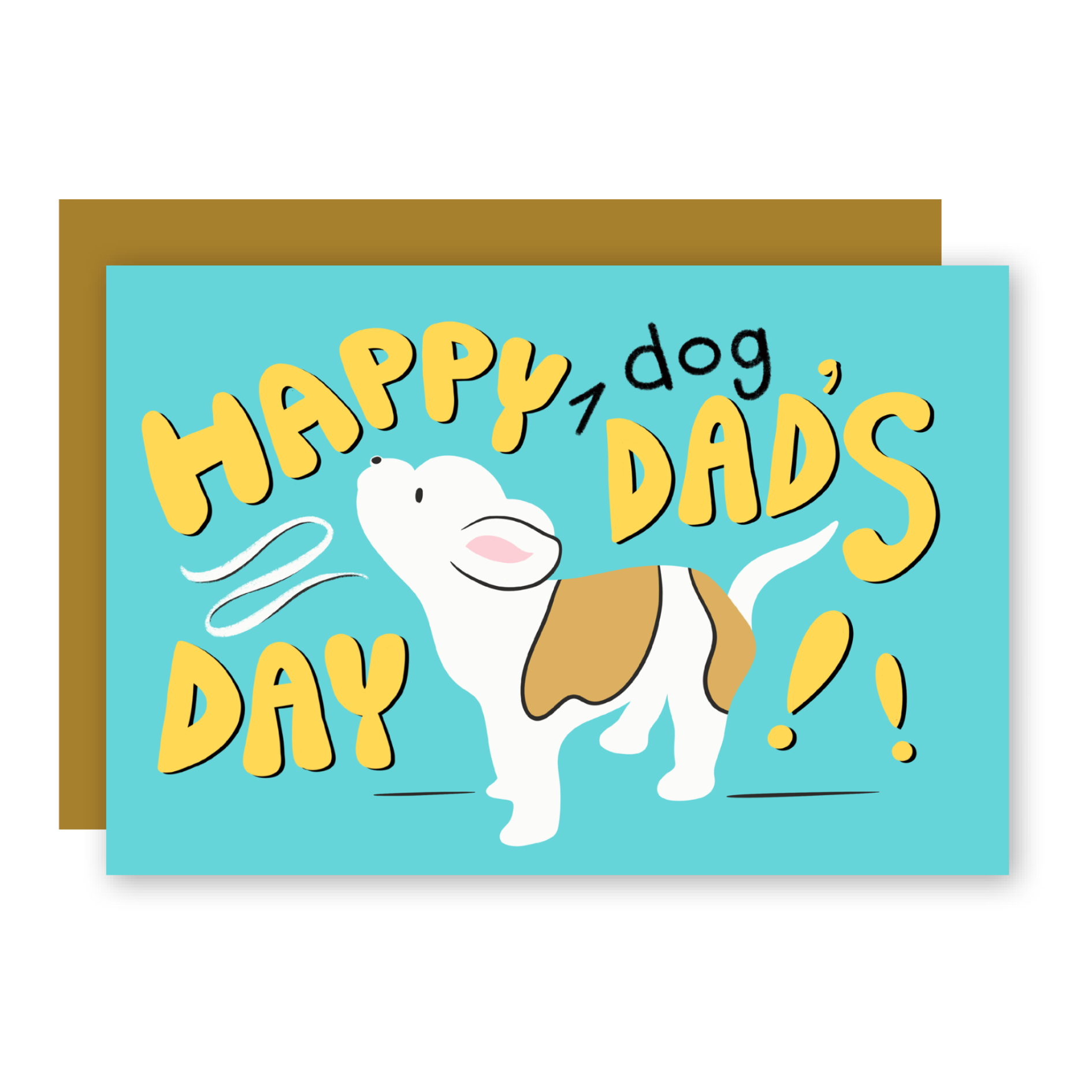 Tarjeta de felicitación "Feliz Día del Padre, papá perruno" con cachorro aullando + sobre a juego (Ocasión)
