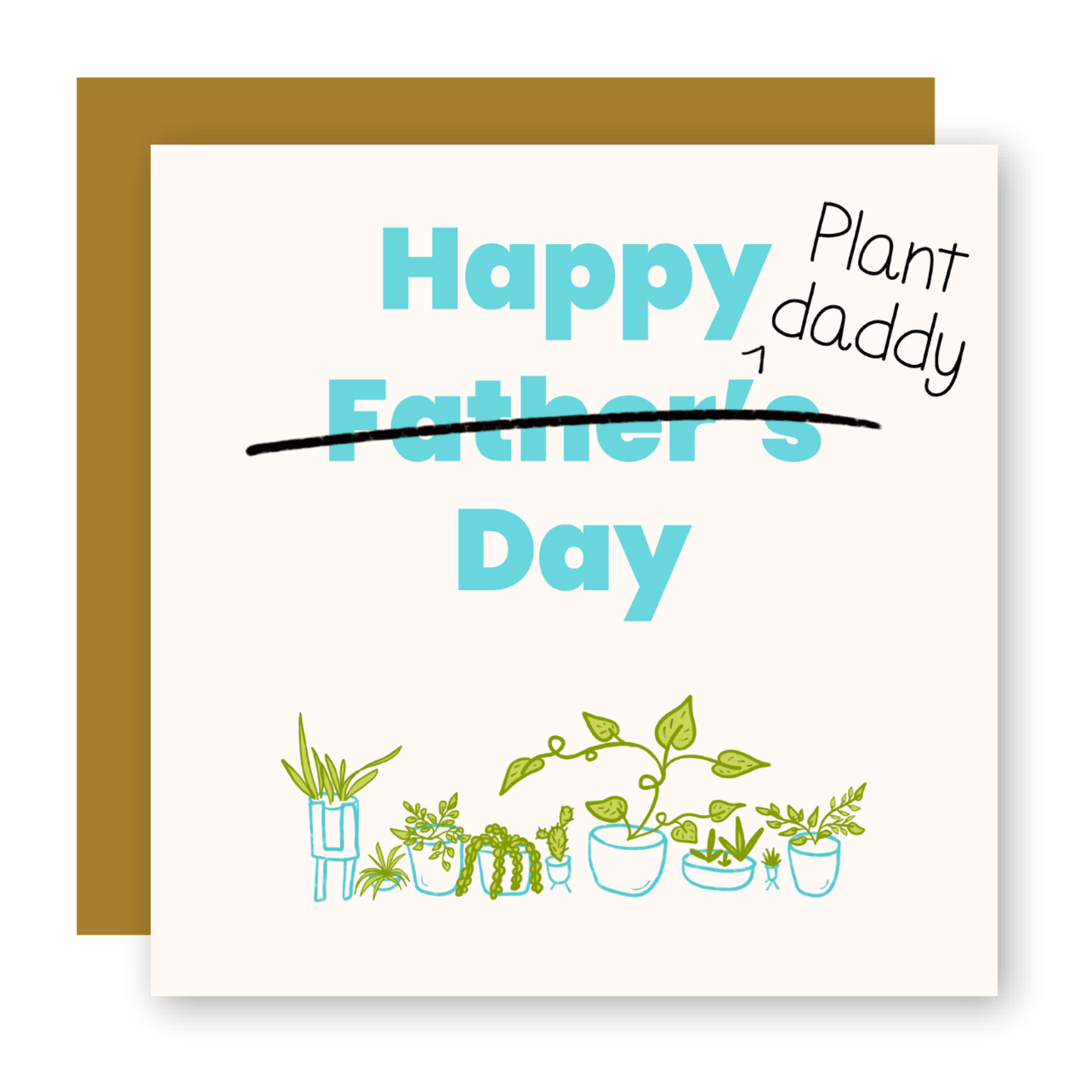 Feliz Día del Padre para Papás Plantiles con Tarjeta de Felicitación de Plantas de Interior + Sobre a Juego (Ocasión)