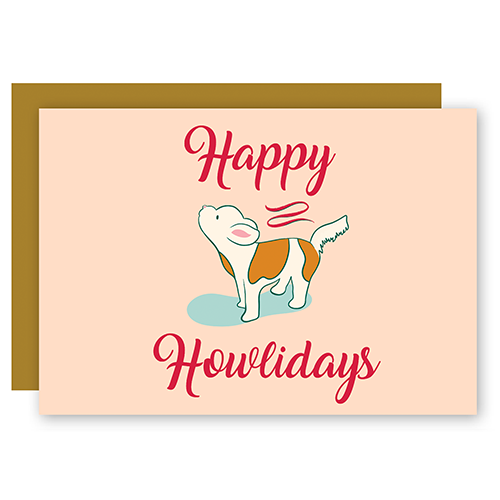 Tarjetas de felicitación de "Felices Guauvidades" con perros aullando, con letras de cinta + sobre a juego (Deseos de invierno)