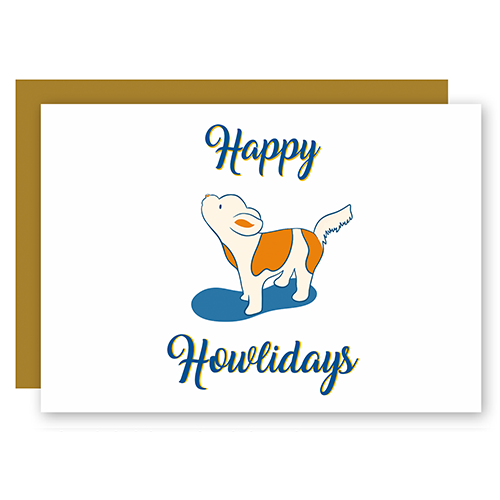 Tarjetas de felicitación de "Felices Guauvidades" con perros aullando, con letras de cinta + sobre a juego (Deseos de invierno)