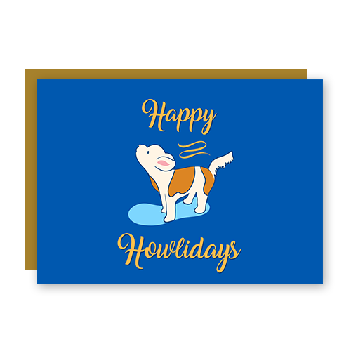 Tarjetas de felicitación de "Felices Guauvidades" con perros aullando, con letras de cinta + sobre a juego (Deseos de invierno)
