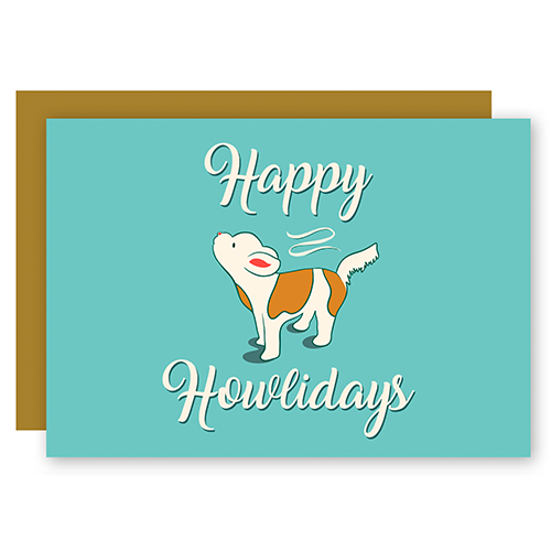 Tarjetas de felicitación de "Felices Guauvidades" con perros aullando, con letras de cinta + sobre a juego (Deseos de invierno)