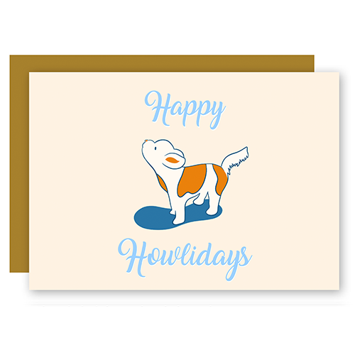 Tarjetas de felicitación de "Felices Guauvidades" con perros aullando, con letras de cinta + sobre a juego (Deseos de invierno)