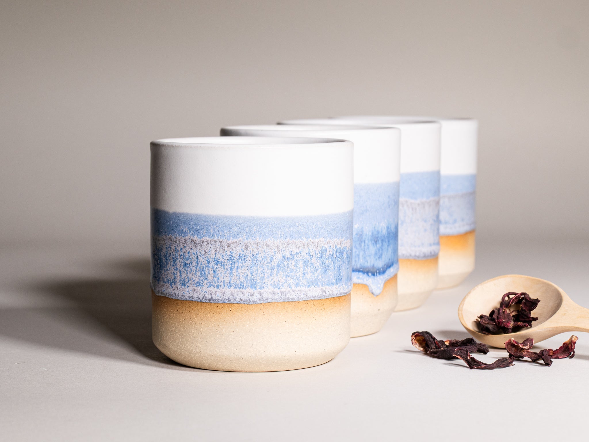 Cup | Smoothie Cup Blue Purple White 14 Oz Stoneware