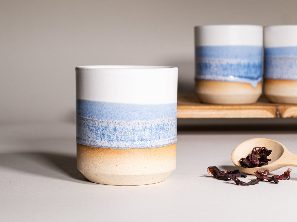 Cup | Smoothie Cup Blue Purple White 14 Oz Stoneware
