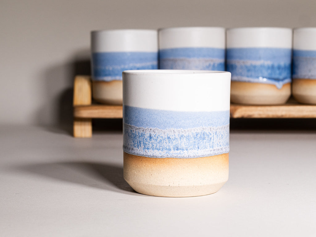Cup | Smoothie Cup Blue Purple White 14 Oz Stoneware