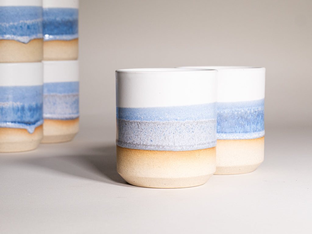 Cup | Smoothie Cup Blue Purple White 14 Oz Stoneware