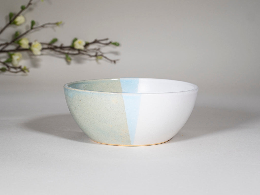 Bowl | Breakfast Salad Soup Bowl Light Blue White Stoneware