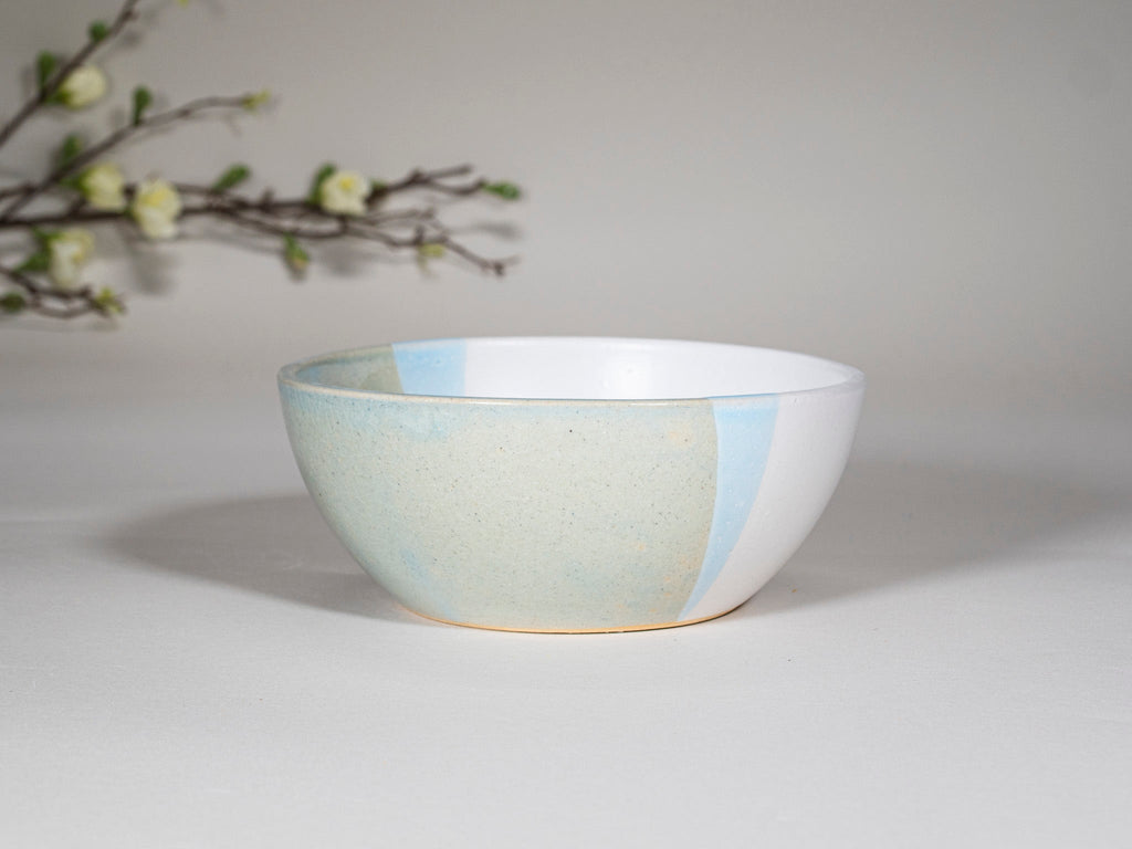 Bowl | Breakfast Salad Soup Bowl Light Blue White Stoneware