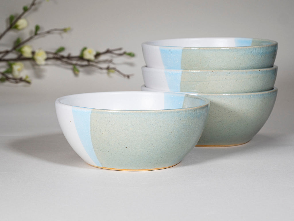 Bowl | Breakfast Salad Soup Bowl Light Blue White Stoneware