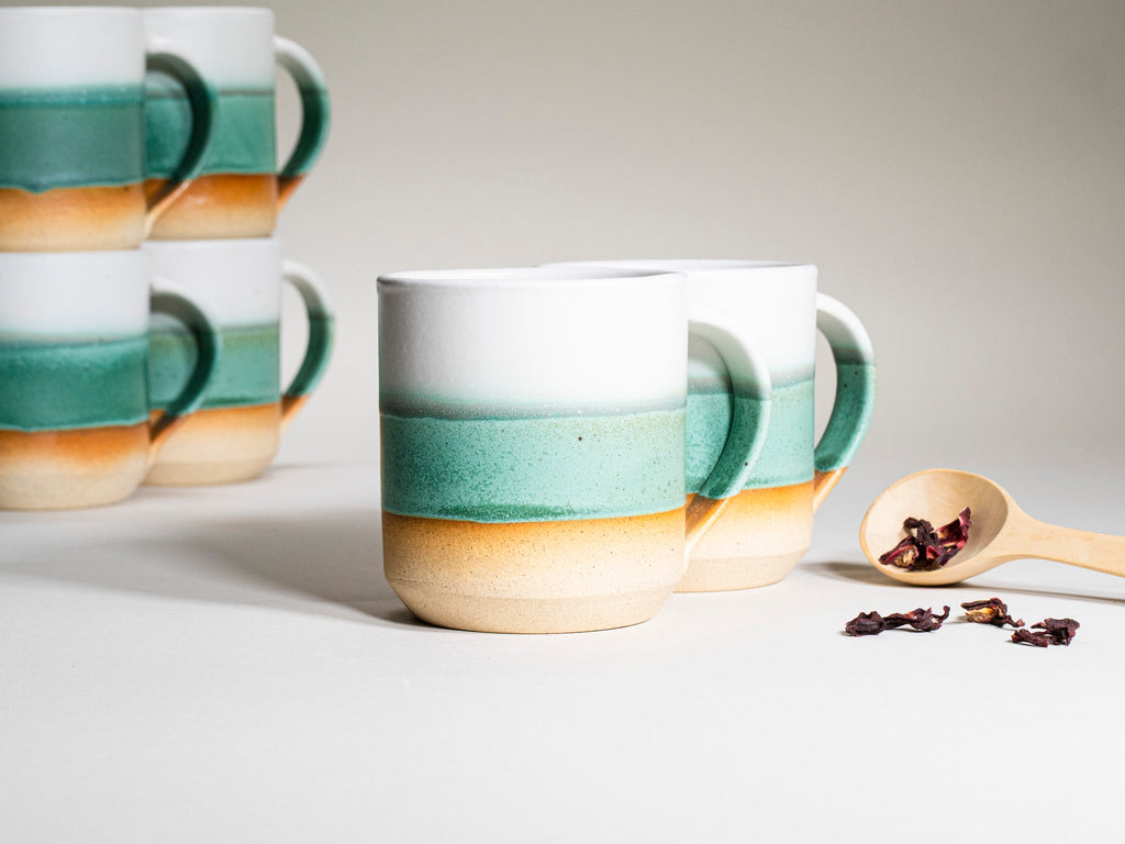 Tea | Ceramic Coffee Tea Mug with Handle Green White