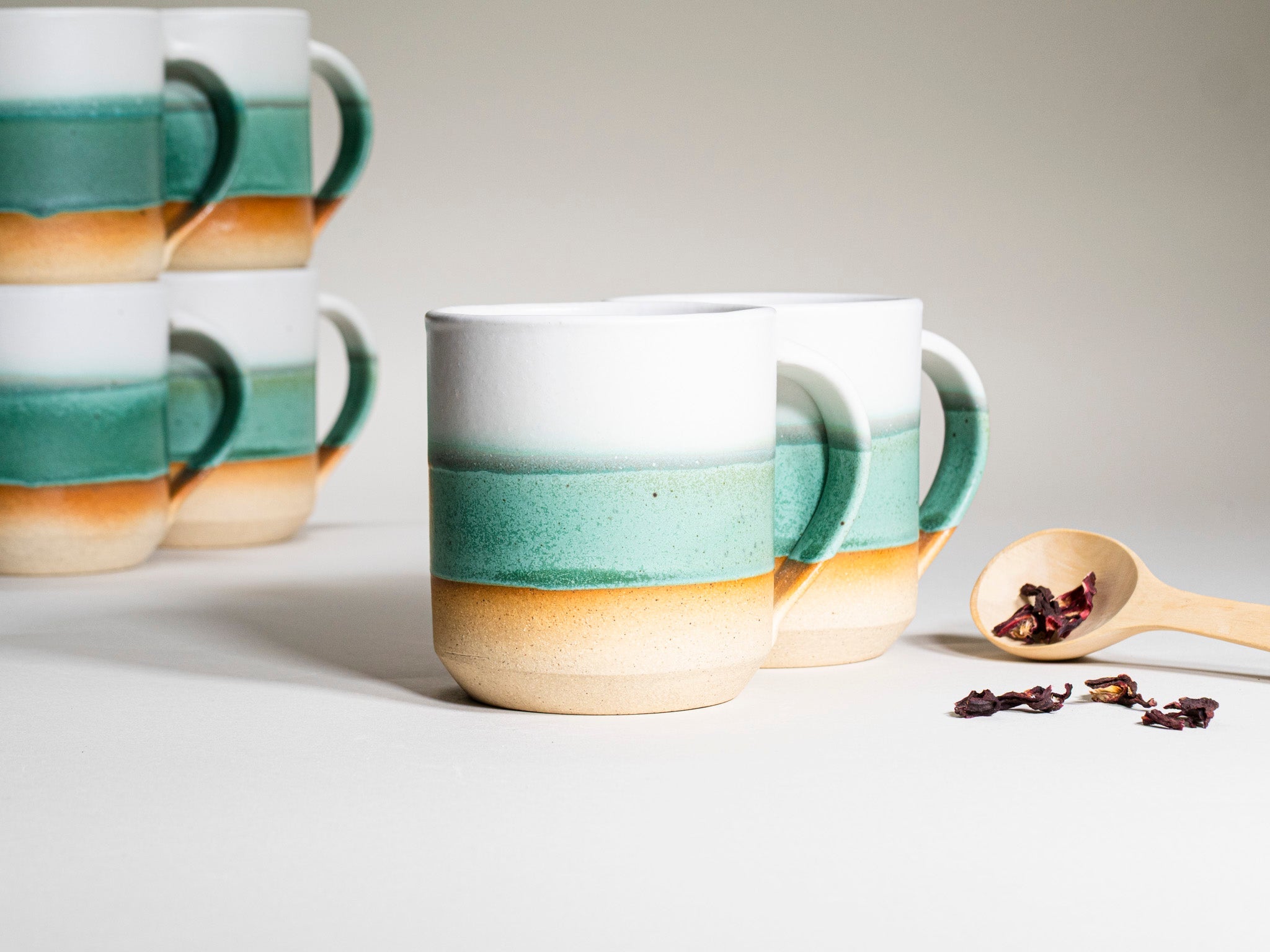 Tea | Ceramic Coffee Tea Mug with Handle Green White