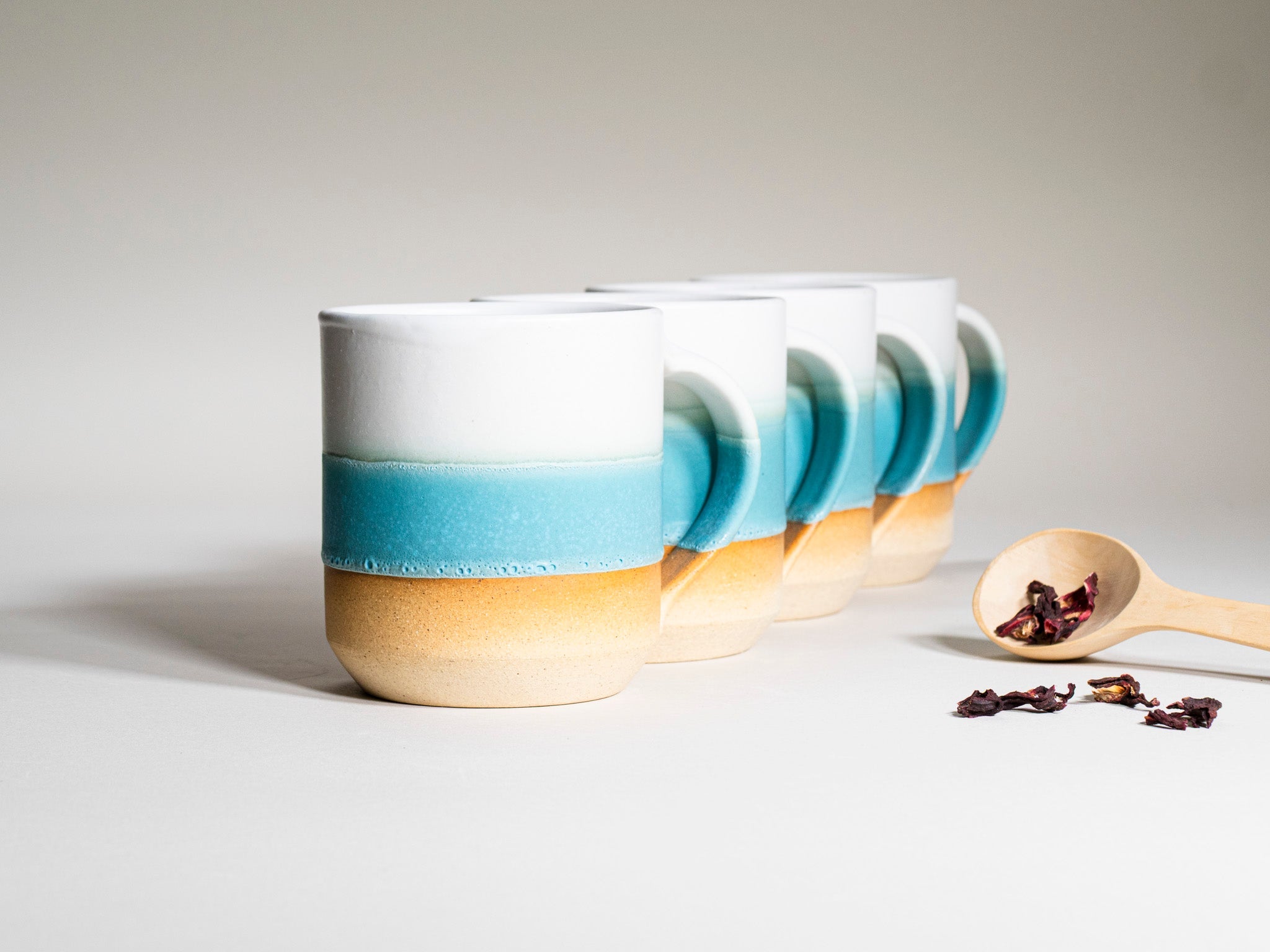 Tea | Ceramic Coffee Tea Mug with Handle Turquoise White