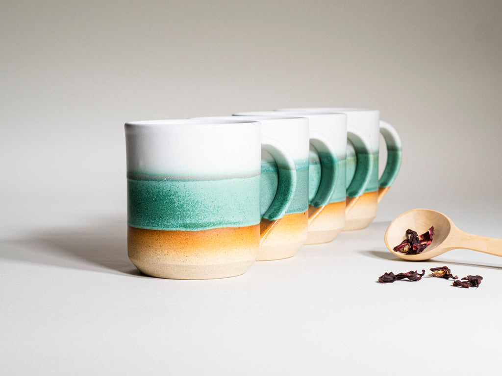 Tea | Ceramic Coffee Tea Mug with Handle Green White
