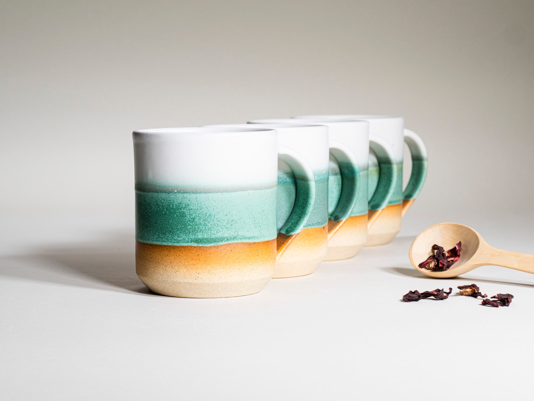 Tea | Ceramic Coffee Tea Mug with Handle Green White