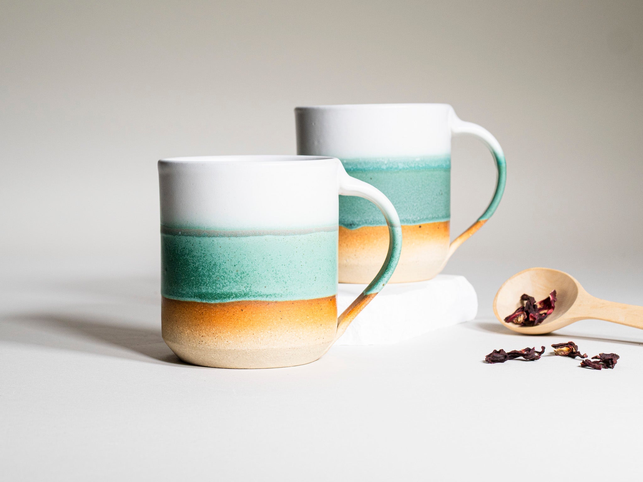 Tea | Ceramic Coffee Tea Mug with Handle Green White