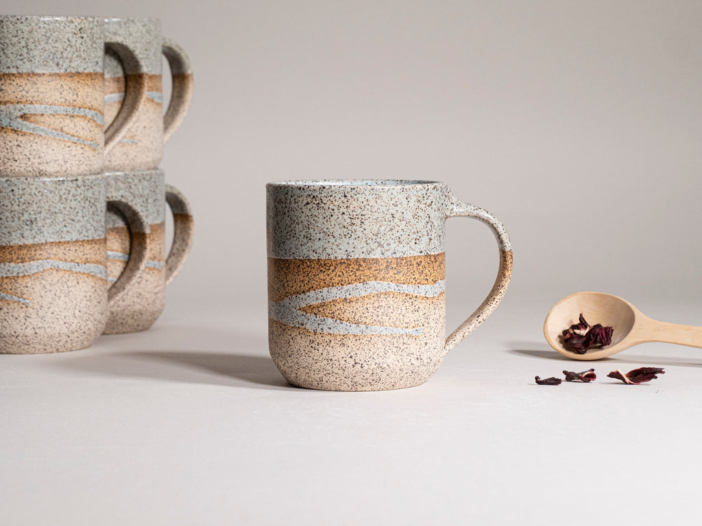 Ceramic Coffee Tea Mug Speckled Blue-Grey White w/Trailing 14 oz Stoneware is a stoneware coffee mug selected for drinkware shoppers, coffee bars, kitchen tableware, gift sets, and cozy beverage routines. Material details include 𝗦 & 𝗗𝗘𝗦𝗜𝗚𝗡: Stoneware Clay: includes lighter and darker tones in the clay. Product details help shoppers compare the item type, style, size, and intended use before purchase.