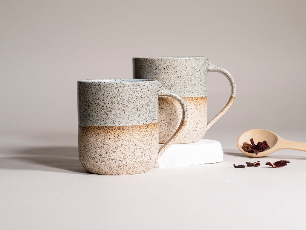 Tea | Ceramic Coffee Tea Mug with Handle Speckled Blue