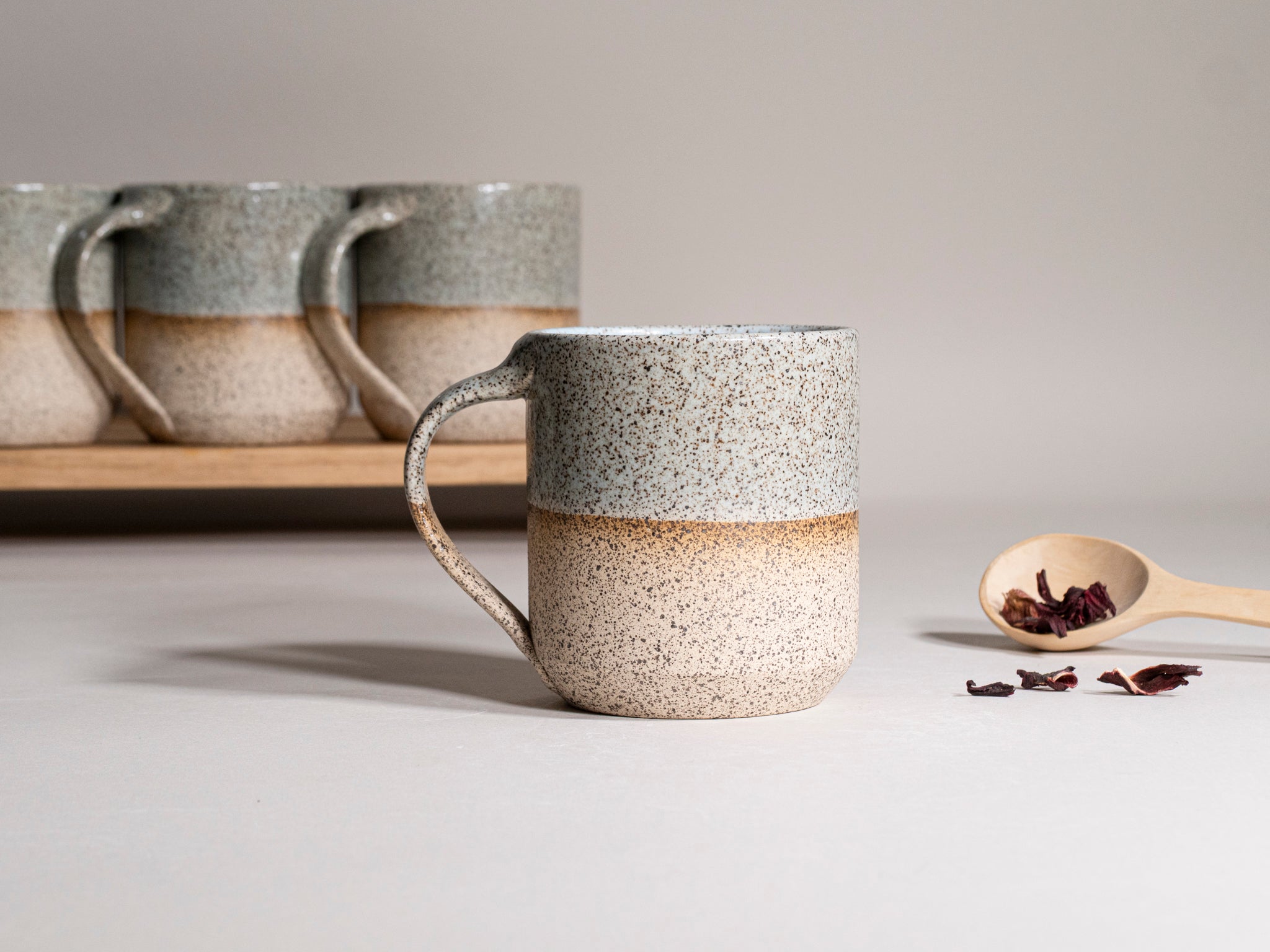Tea | Ceramic Coffee Tea Mug with Handle Speckled Blue