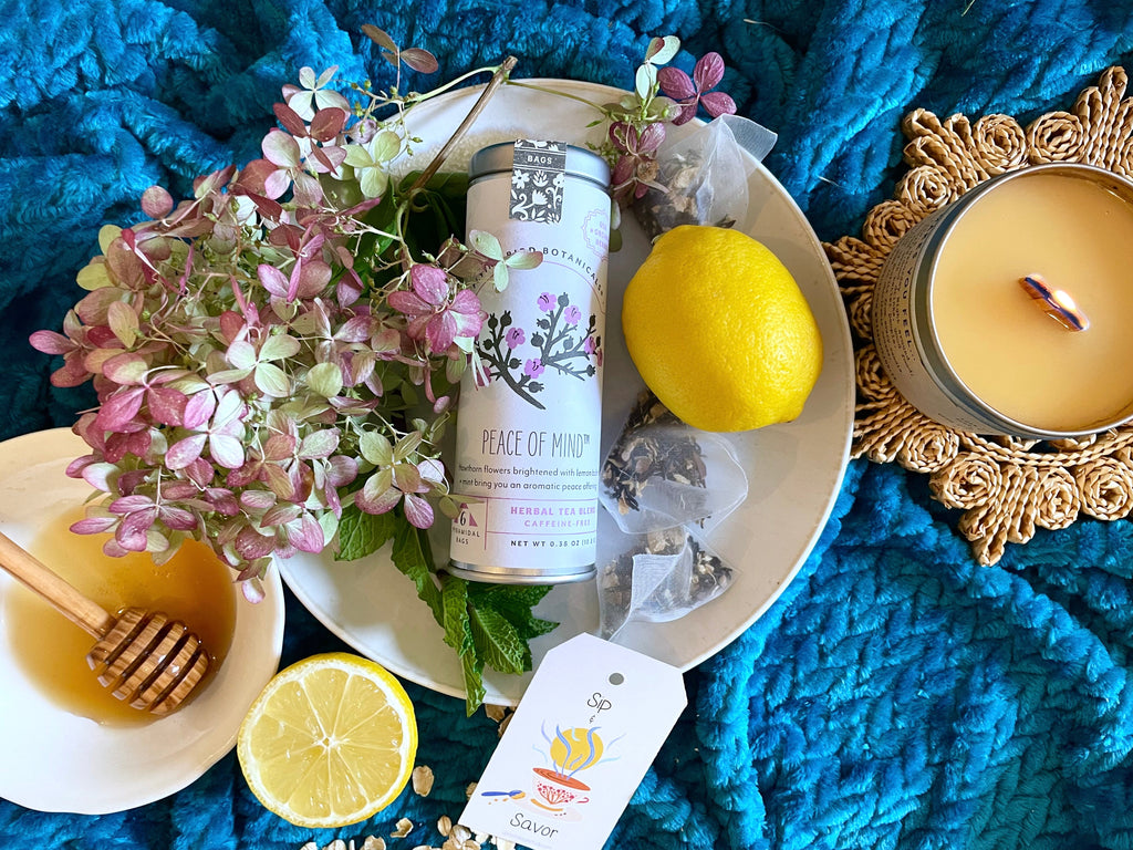 Latas de Té "Paz Mental": 6 Bolsitas de Té Orgánico Ecológicas (Floral + Limón, Sin Cafeína)