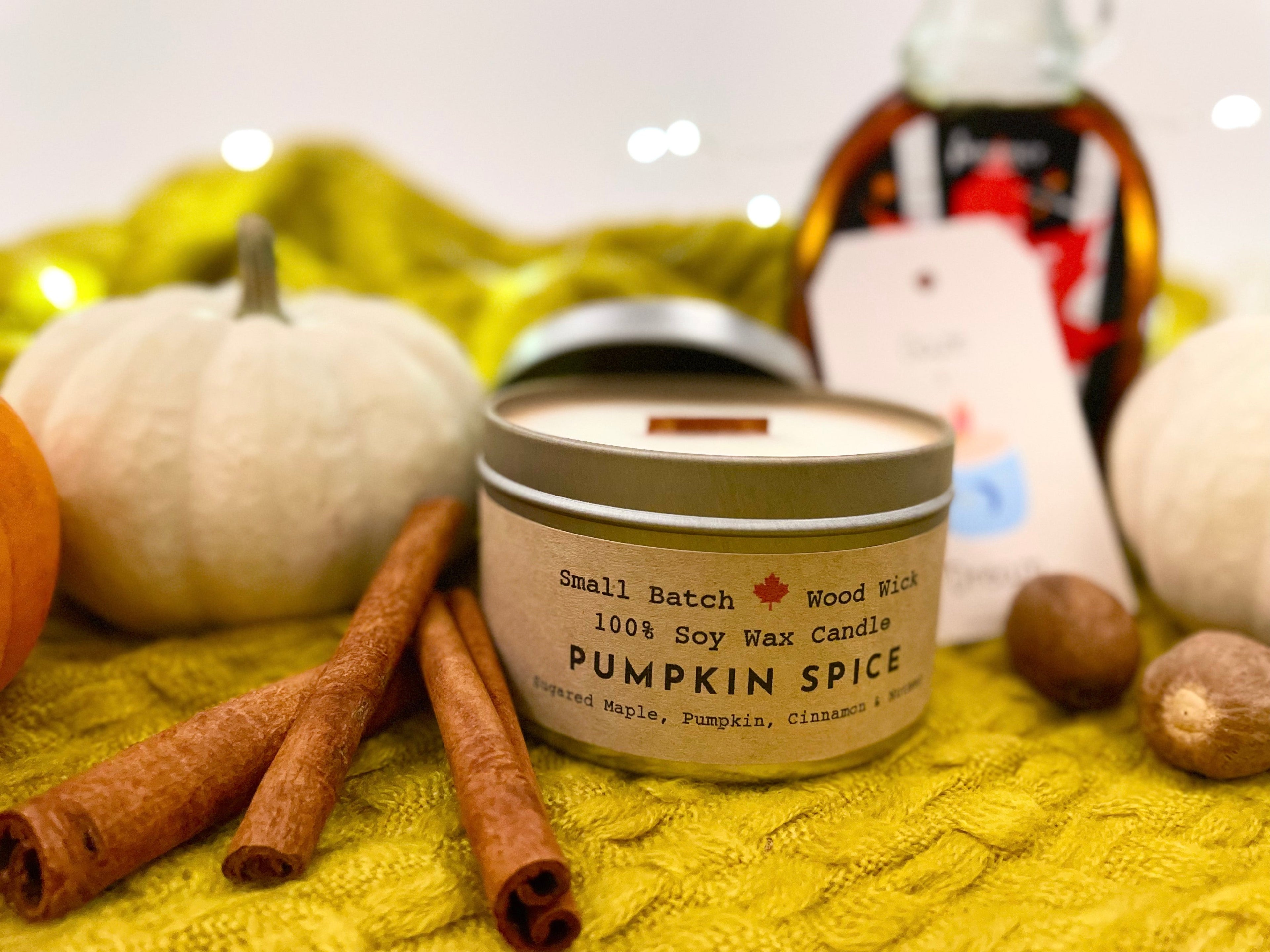 "Pumpkin Spice" Soy Crackling Wick Eco-Candle - Sugared Maple, Pumpkin, Cinnamon & Nutmeg (Shine On / Winter Dreaming)