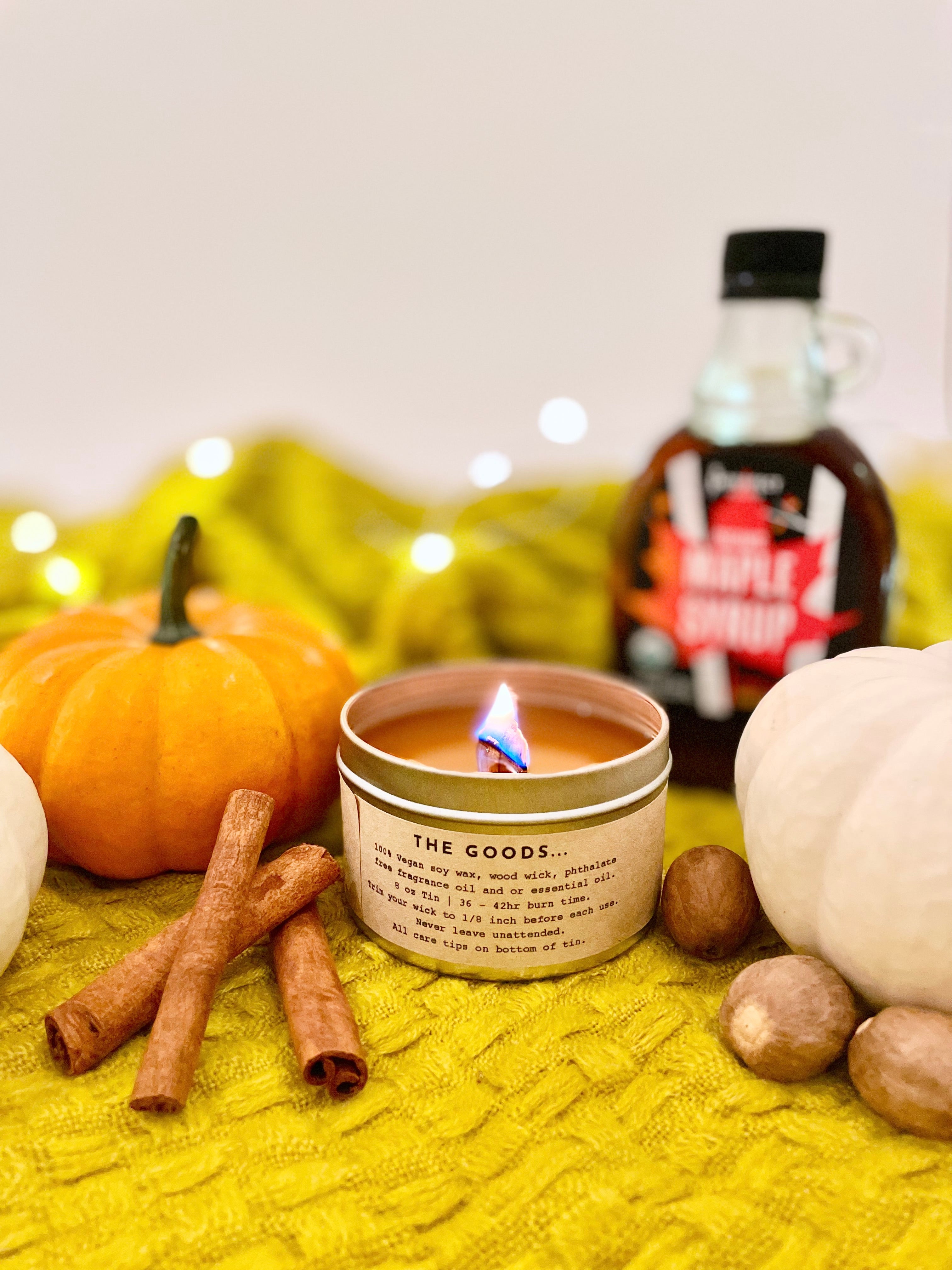 "Pumpkin Spice" Soy Crackling Wick Eco-Candle - Sugared Maple, Pumpkin, Cinnamon & Nutmeg (Shine On / Winter Dreaming)