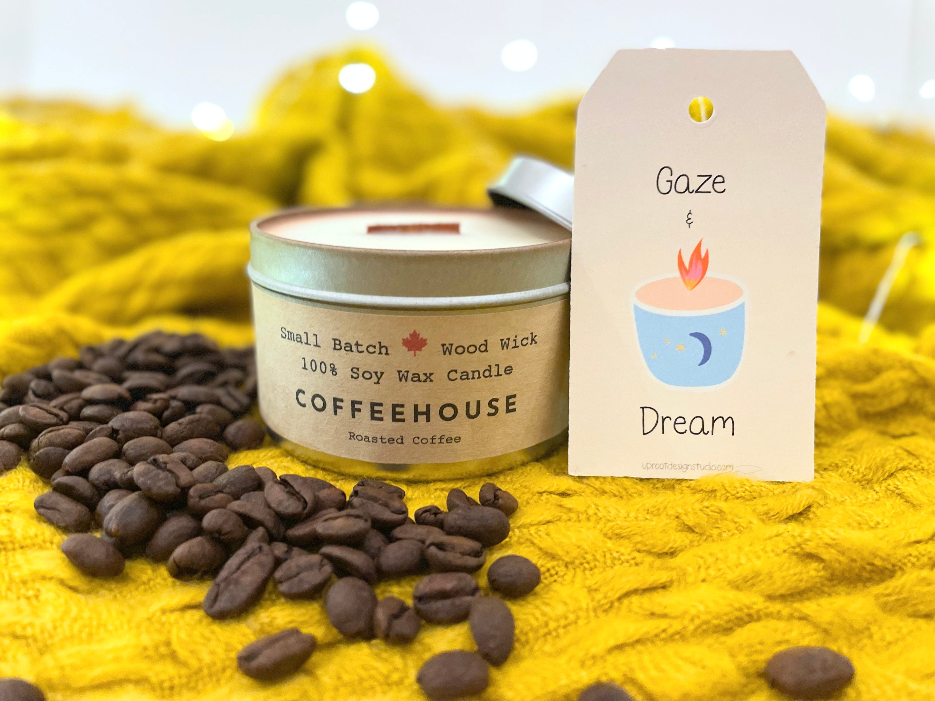 "Coffeehouse" Soy Crackling Wick Eco-Candle - Roasted Coffee Scent (Shine On)