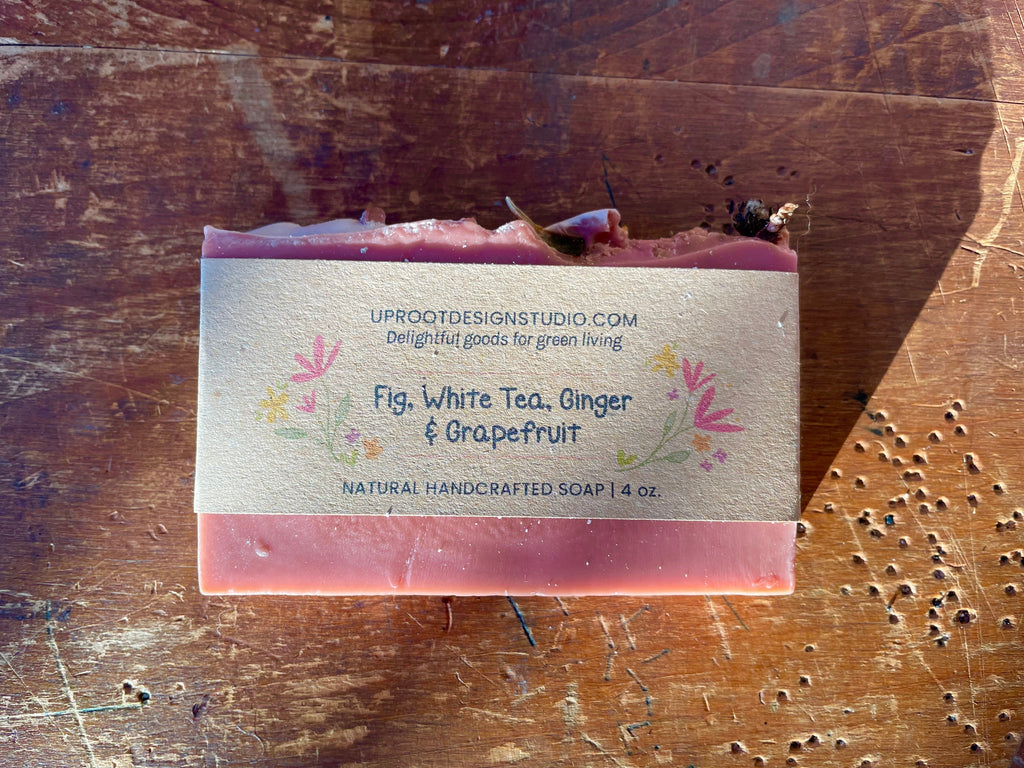 Jabón Artesanal Perfumado de Higo, Té Blanco, Jengibre y Pomelo con Ingredientes Silvestres, Naturales y Orgánicos para una Refrescante Experiencia de Spa