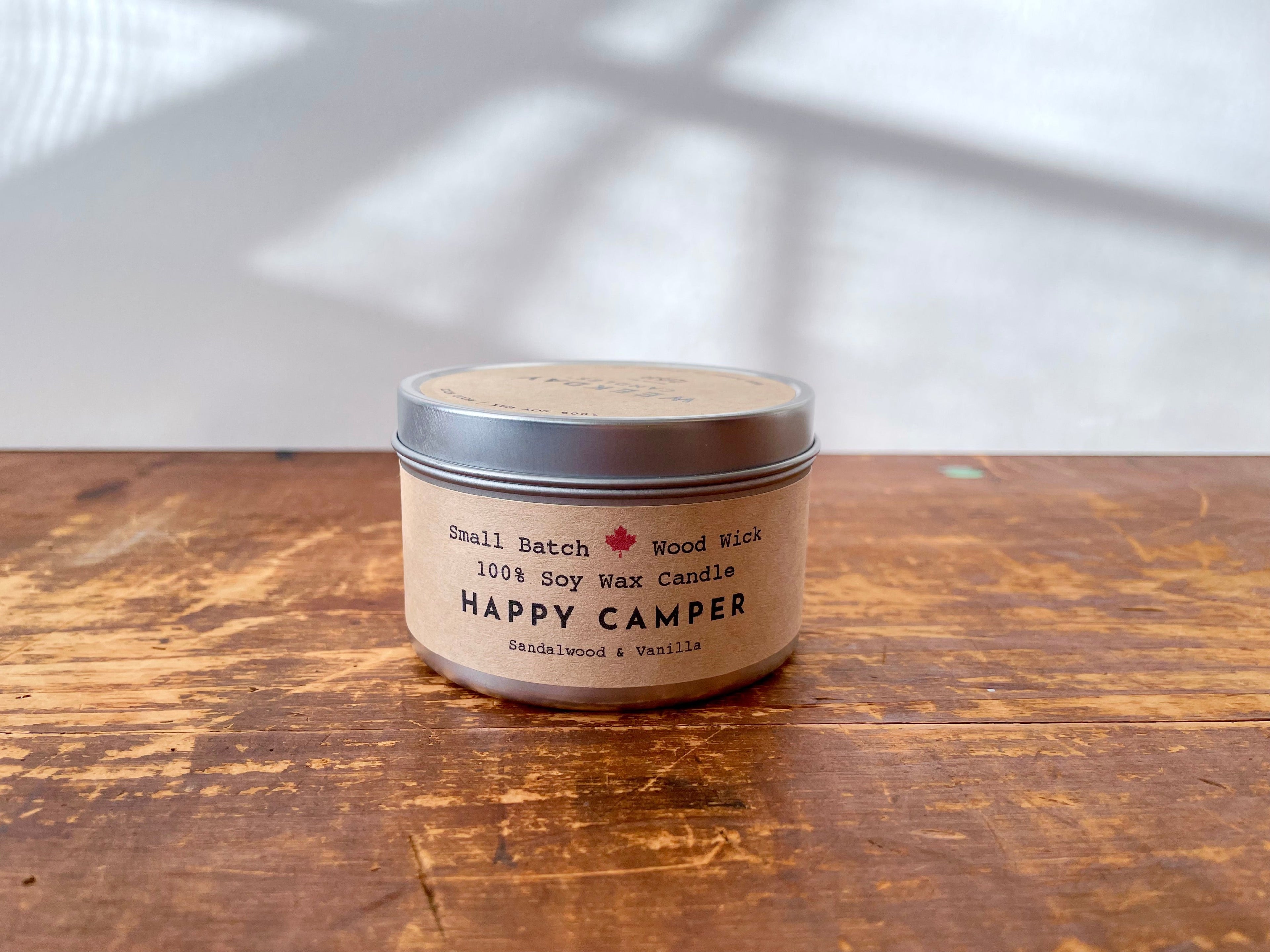 "Happy Camper" Soy Crackling Wick Eco-Candle - Sandalwood + Vanilla (Golden Light + Grow & Bloom)